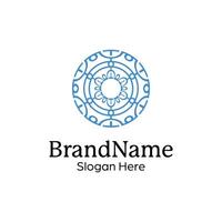 Abstract symmetric Mandala Pattern Logo Design Template vector