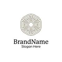 Abstract symmetric Mandala Pattern Logo Design Template vector