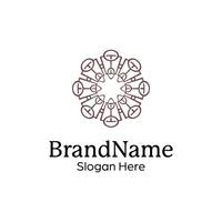 Abstract symmetric Mandala Pattern Logo Design Template vector