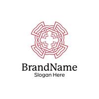 Abstract symmetric Mandala Pattern Logo Design Template vector