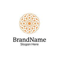 Abstract symmetric Mandala Pattern Logo Design Template vector
