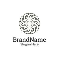 Abstract symmetric Mandala Pattern Logo Design Template vector