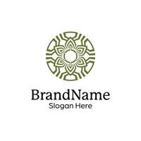 Abstract symmetric Mandala Pattern Logo Design Template vector