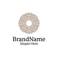 Abstract symmetric Mandala Pattern Logo Design Template vector
