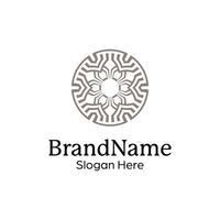 Abstract symmetric Mandala Pattern Logo Design Template vector