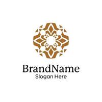 Abstract symmetric Mandala Pattern Logo Design Template vector