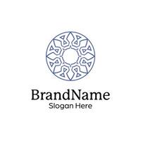 Abstract symmetric Mandala Pattern Logo Design Template vector