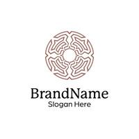 Abstract symmetric Mandala Pattern Logo Design Template vector