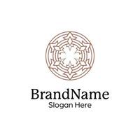 Abstract symmetric Mandala Pattern Logo Design Template vector