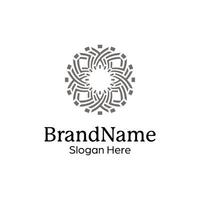 Abstract symmetric Mandala Pattern Logo Design Template vector