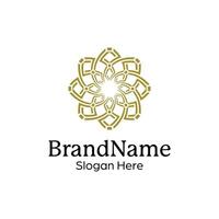 Abstract symmetric Mandala Pattern Logo Design Template vector