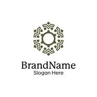 Abstract symmetric Mandala Pattern Logo Design Template vector