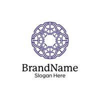 Abstract symmetric Mandala Pattern Logo Design Template vector
