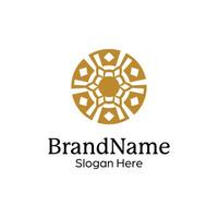 Abstract symmetric Mandala Pattern Logo Design Template vector