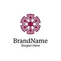 Abstract symmetric Mandala Pattern Logo Design Template vector