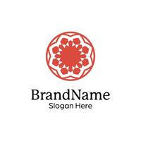 Abstract symmetric Mandala Pattern Logo Design Template vector