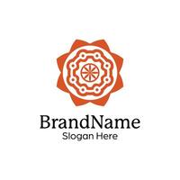 Abstract symmetric Mandala Pattern Logo Design Template vector