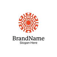 Abstract symmetric Mandala Pattern Logo Design Template vector