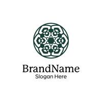 Abstract symmetric Mandala Pattern Logo Design Template vector