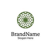 Abstract symmetric Mandala Pattern Logo Design Template vector