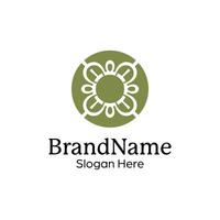 Abstract symmetric Mandala Pattern Logo Design Template vector