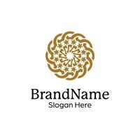 Abstract symmetric Mandala Pattern Logo Design Template vector