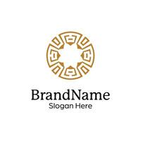 Abstract symmetric Mandala Pattern Logo Design Template vector