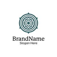 Abstract symmetric Mandala Pattern Logo Design Template vector
