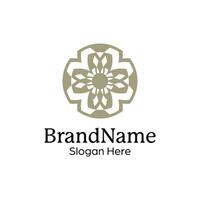 Abstract symmetric Mandala Pattern Logo Design Template vector