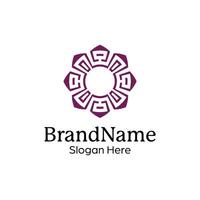 Abstract symmetric Mandala Pattern Logo Design Template vector