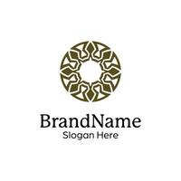 Abstract symmetric Mandala Pattern Logo Design Template vector
