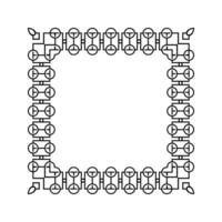 Ornamental Geometric Square Border Pattern Design with Symmetrical Shapes vector