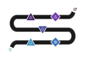 Road concept for infographic with 5 steps, options, parts or processes. Business data visualization. vector