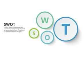 SWOT diagram with 4 steps, options, parts or processes. Threats, weaknesses, strengths, opportunities of the company. vector