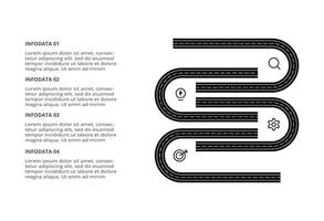Road concept for infographic with 4 steps, options, parts or processes. Business data visualization. vector