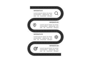 Road concept for infographic with 4 steps, options, parts or processes. Business data visualization. vector