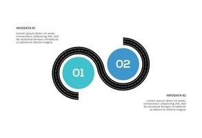 Road concept for infographic with 2 steps, options, parts or processes. Business data visualization. vector