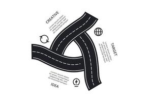 Road concept for infographic with 3 steps, options, parts or processes. Business data visualization. vector
