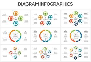 Set diagram with 4, 5, 6 steps, options, parts or processes. Business data visualization. vector