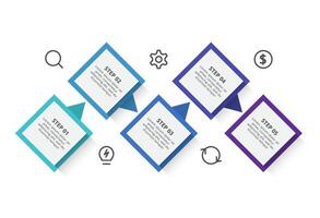 Rectangles infographic with 5 steps, options, parts or processes. Business data visualization. vector