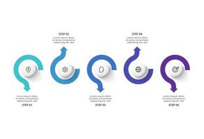 Creative concept for infographic with 5 steps, options, parts or processes. Business data visualization. vector