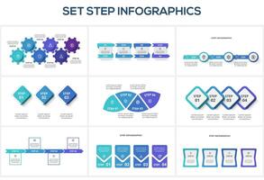 Set step with 3, 4, 6 elements, infographic template for web, business, presentations, illustration. vector