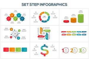 Set creative concept for infographic with 3, 4, 5 steps, options, parts or processes. vector