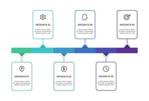 Rectangles infographic with 6 steps, options, parts or processes. Business data visualization. vector