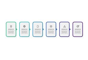 Rectangles infographic with 6 steps, options, parts or processes. Business data visualization. vector