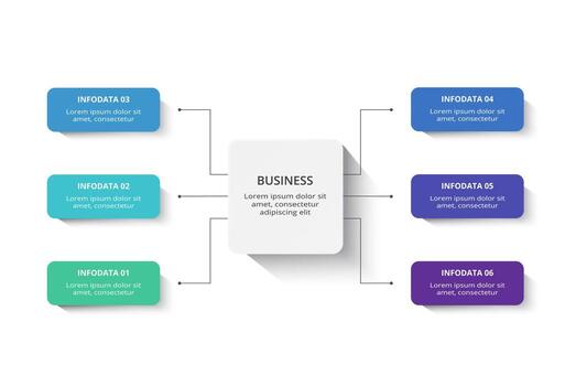 Rectangles infographic with 6 steps, options, parts or processes. Business data visualization. vector