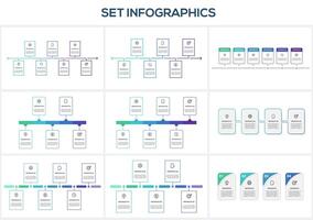 Set infographic with 4, 5, 6, 7 steps, options, parts or processes. Business data visualization. vector