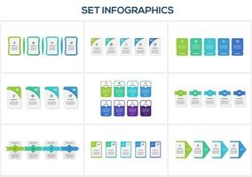 Set infographic with 4, 5, 8, steps, options, parts or processes. Business data visualization. vector