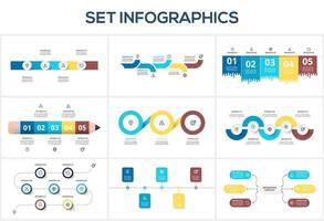 Set infographic with 3, 4, 5, 6, 7 steps, options, parts or processes. Business data visualization. vector