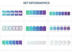 Set infographic with 5, 6, 7 steps, options, parts or processes. Business data visualization. vector